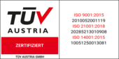 TUEV Austria Zertifizierung ISO 9001, 21001 und 14001