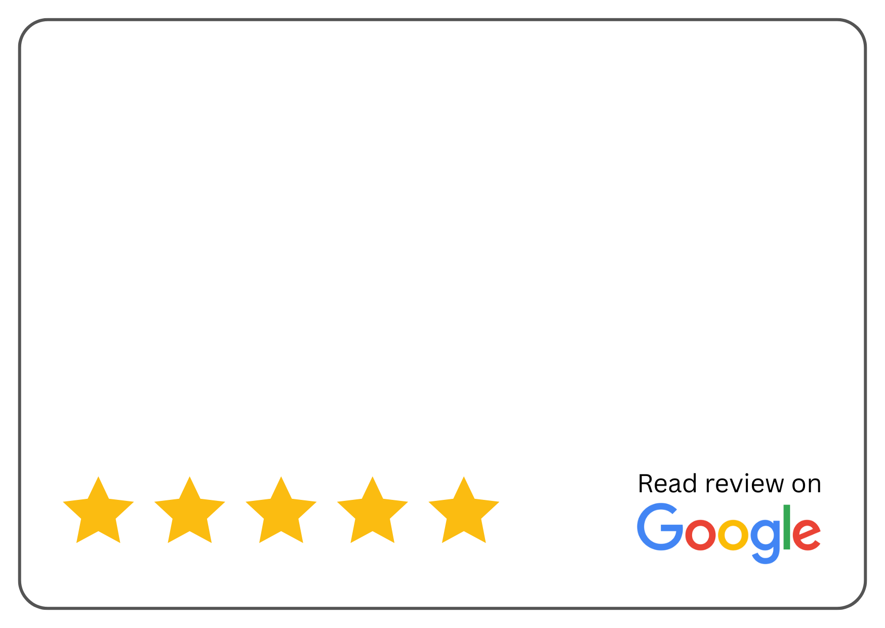 Five stars on Google